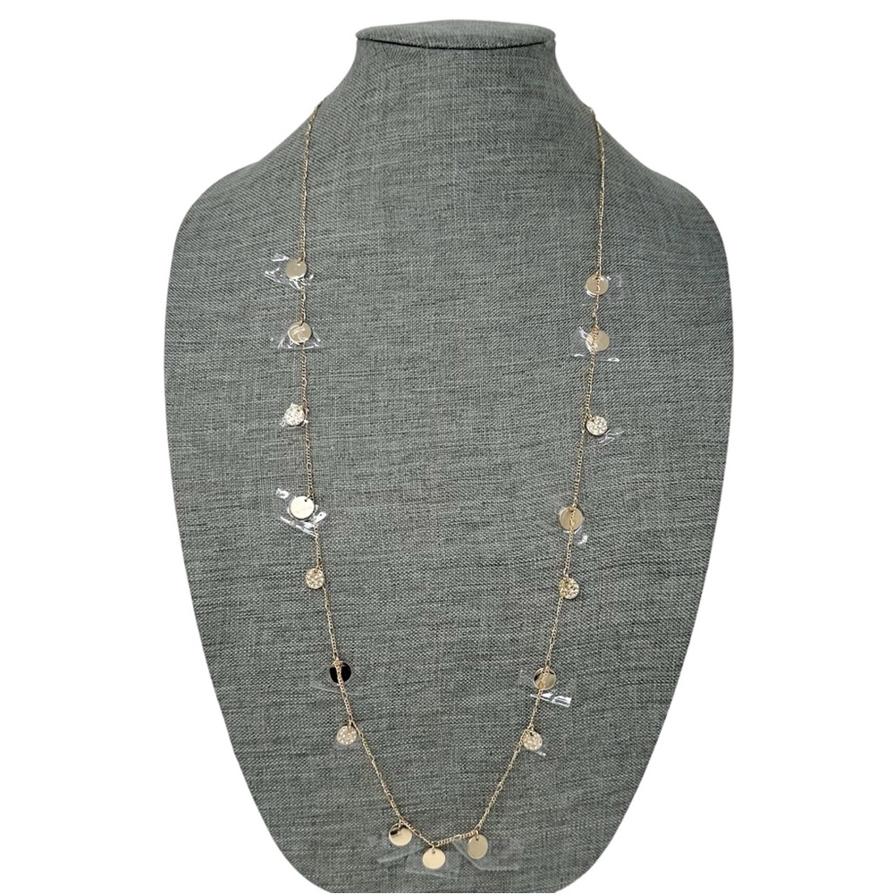 Vera Bradley Gold Tone Delicate Coin Long Chain Necklace